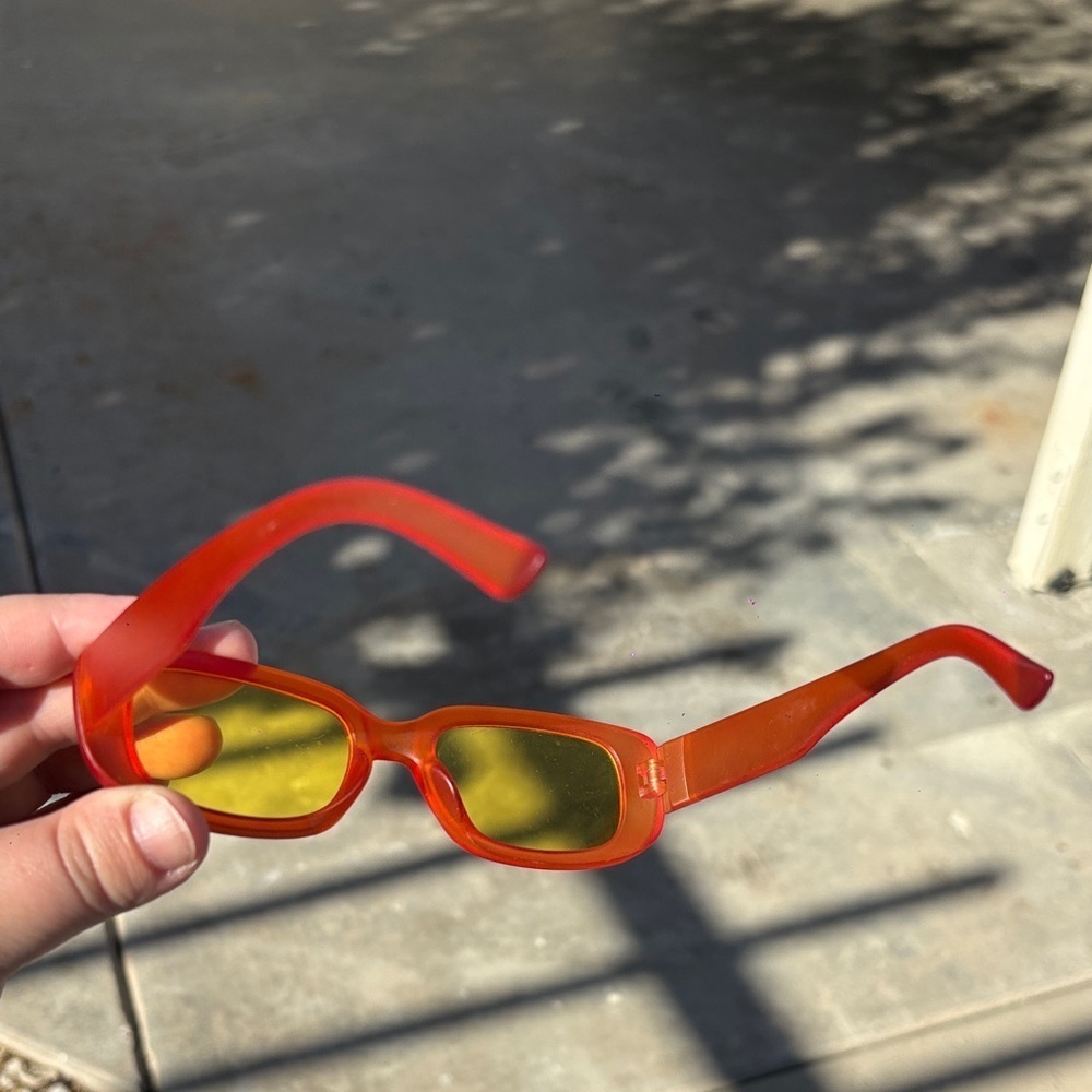 Orange Rectangular Sunglasses - Picture 3 of 4